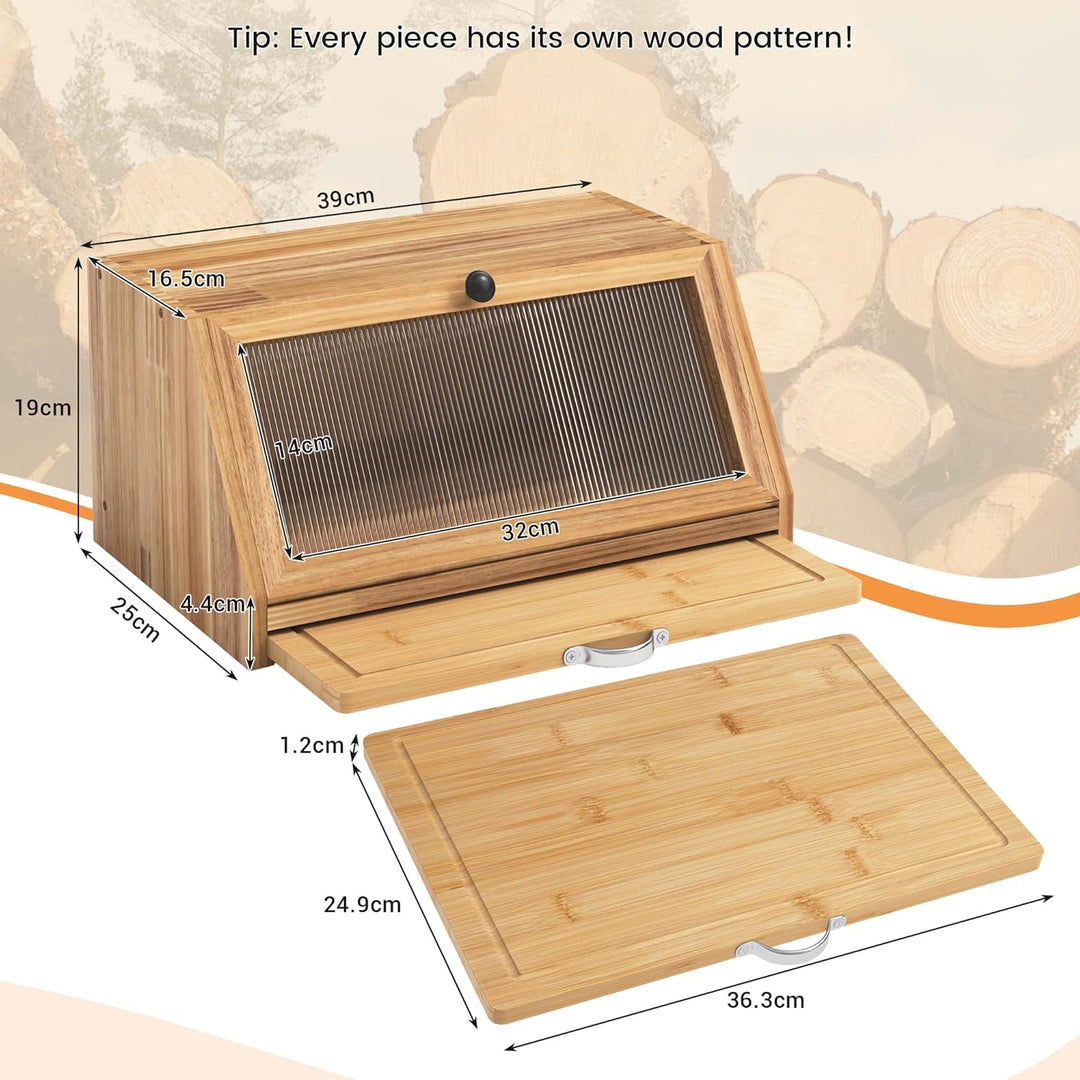 YOUDENOVA Brotkasten mit Schneidebrett, Holz Brotkorb Boxen Aufbewahrung Brotbox, Aufbewahrungsbox f