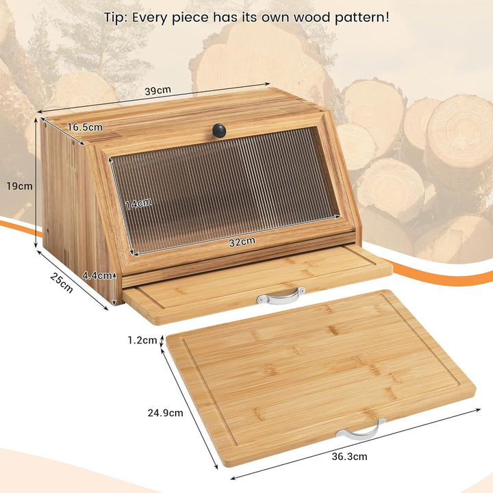 YOUDENOVA Brotkasten mit Schneidebrett, Holz Brotkorb Boxen Aufbewahrung Brotbox, Aufbewahrungsbox f