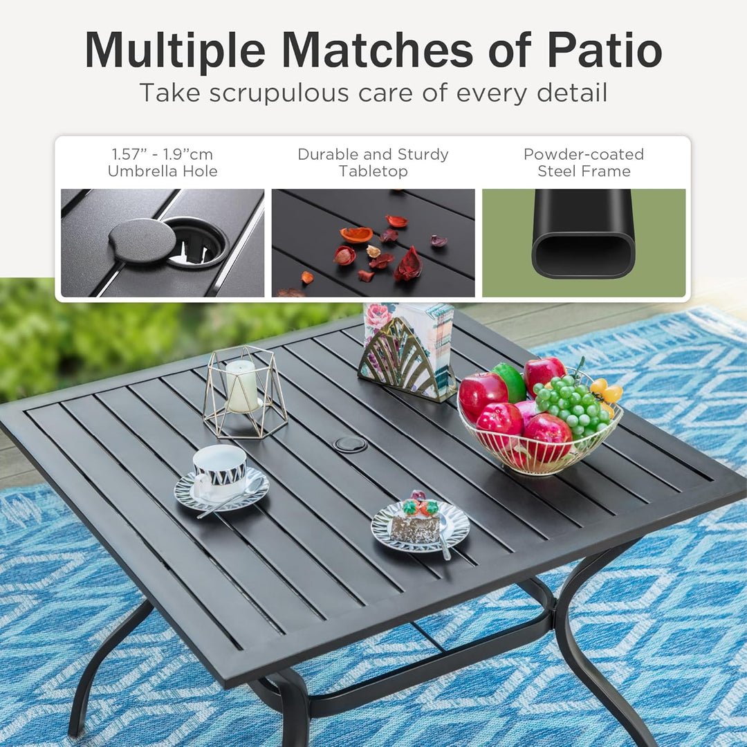 PHIVILLA Gartentisch und Stühle 4er Set Terrassentisch Stühle Metall Outdoor Bistro Gartenmöbel Sets