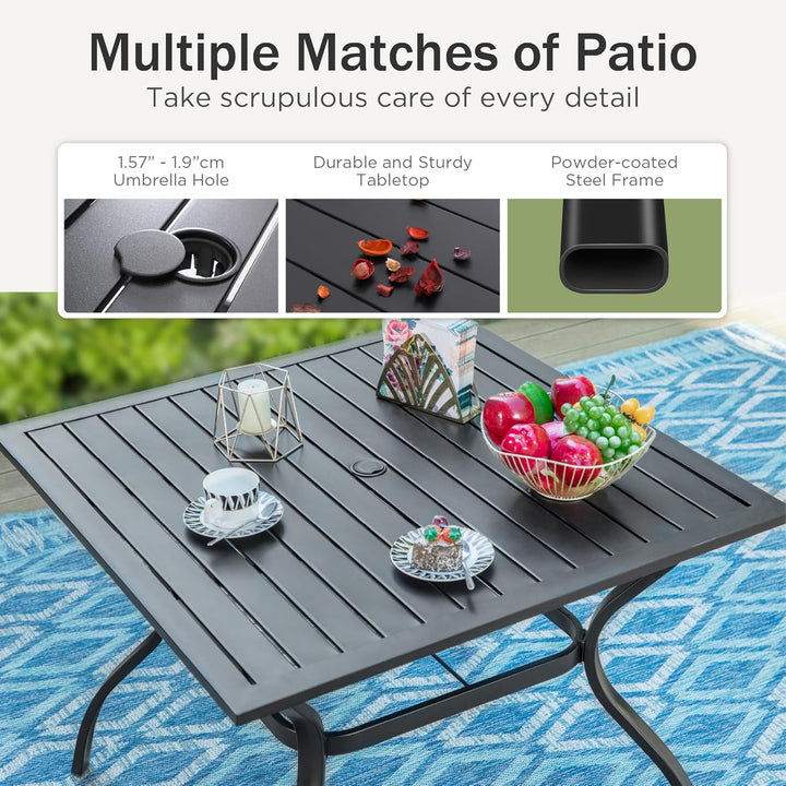 PHIVILLA Gartentisch und Stühle 4er Set Terrassentisch Stühle Metall Outdoor Bistro Gartenmöbel Sets