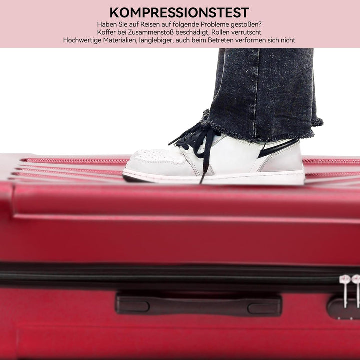 BEIBYE Hartschalen-Koffer Trolley Rollkoffer Reisekoffer Handgepäck 4 Rollen (M-L-XL-Set) (Chillired