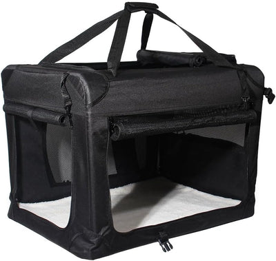 Zedelmaier Faltbare Hundebox Transportbox Hundekäfig Kleintiertasche (L - 51 x 70 x 50cm, Schwarz) L