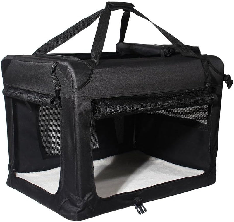 Zedelmaier Faltbare Hundebox Transportbox Hundekäfig Kleintiertasche (L - 51 x 70 x 50cm, Schwarz) L