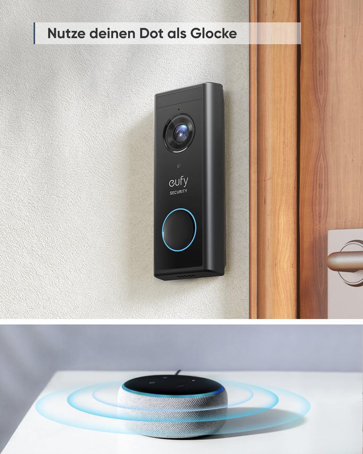 eufy Security Video Doorbell S220, Kabellose Video Türklingel mit Akku, 2K HD, Türklingel mit Kamera