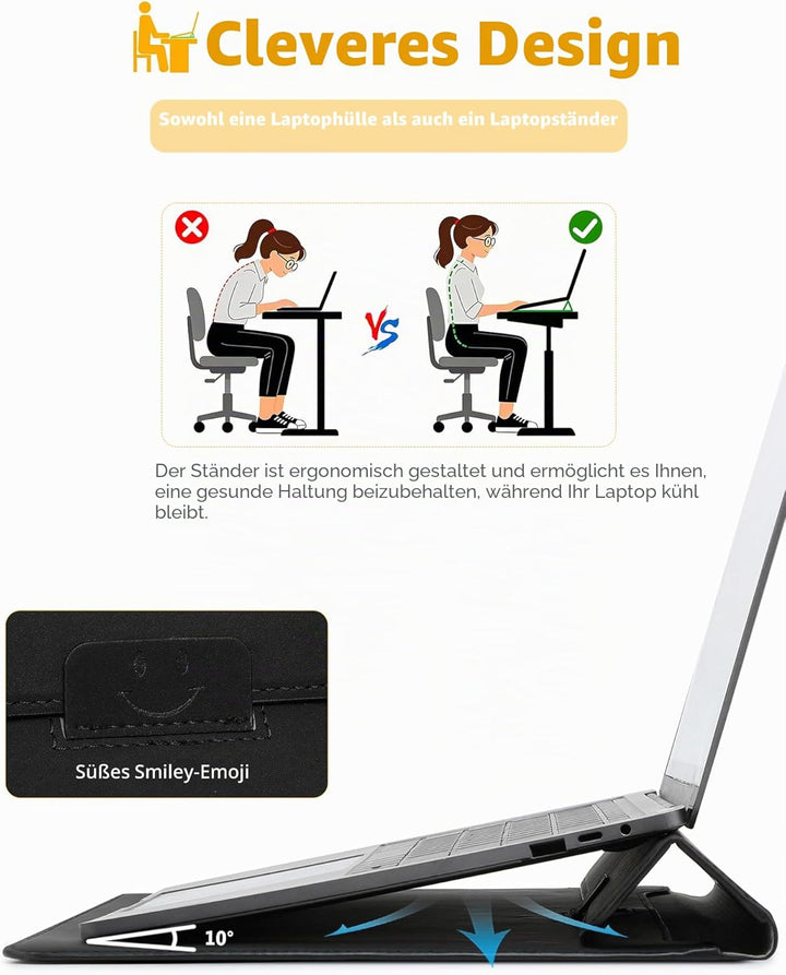 HYZUO 13,3-14 Zoll Laptop Hülle Tasche mit Standfunktion für MacBook Pro 14 M5/M4/M3/M2/M1 2026-2021