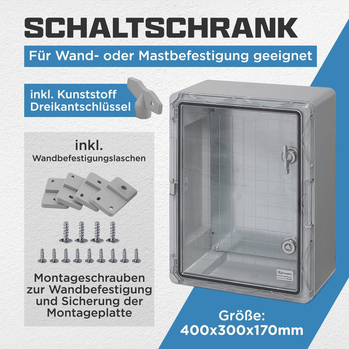 BOXEXPERT® Verteilerkasten aussen wasserdicht [ABS Kunststoff IP65 Gehäuse inkl. Sichttür] grau (Ser
