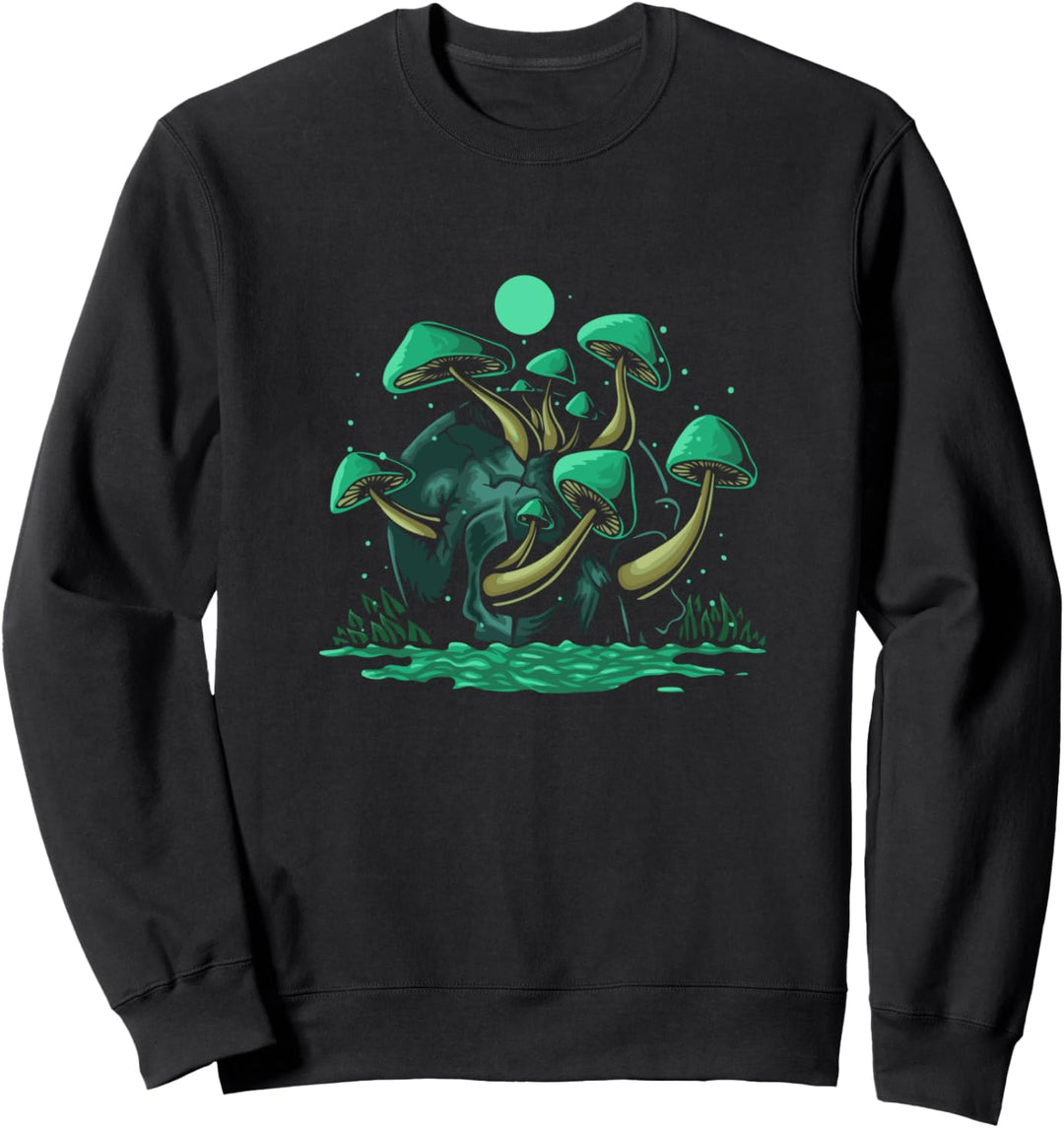 Skull Morel Mushrooms Mycologist Goth Mushroom Sweatshirt