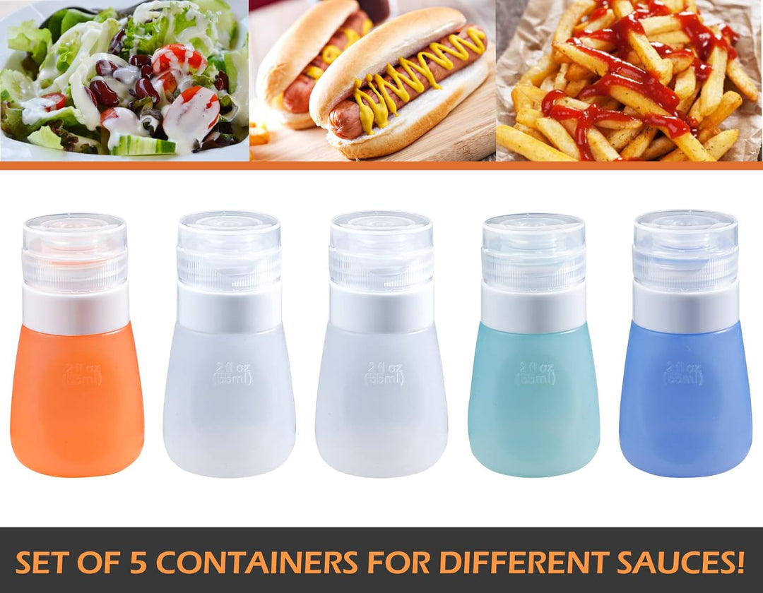 webake Salatdressing Flasche Silikon 5 Stück 55 ml Tragbar Salatdressing Shaker Behälter Quetschflas