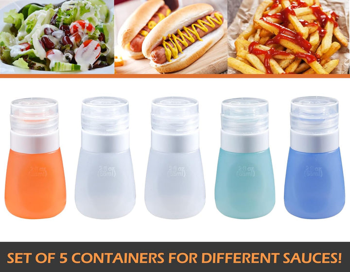 webake Salatdressing Flasche Silikon 5 Stück 55 ml Tragbar Salatdressing Shaker Behälter Quetschflas