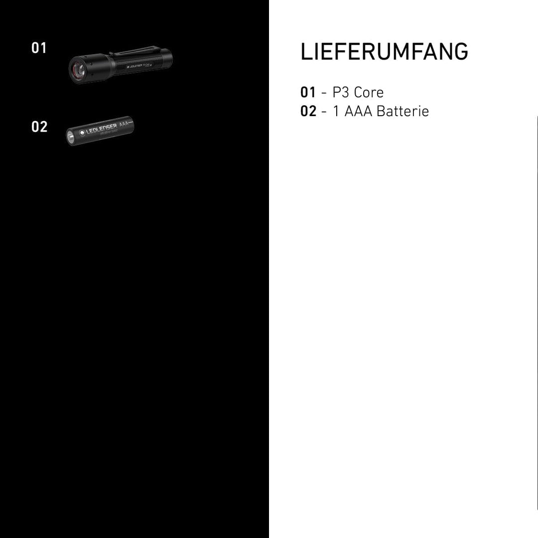 Ledlenser P3 Core | 2021 | LED Taschenlampe | Advanced Focus System | 90 Lumen | Bis zu 6 Std. Laufz