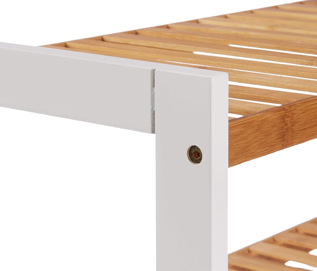 HAKU Möbel Schuhregal Natur, weiss, Bambus, MDF - Masse: B 70 cm x H 34 cm x T 26 cm, Style: Scandin