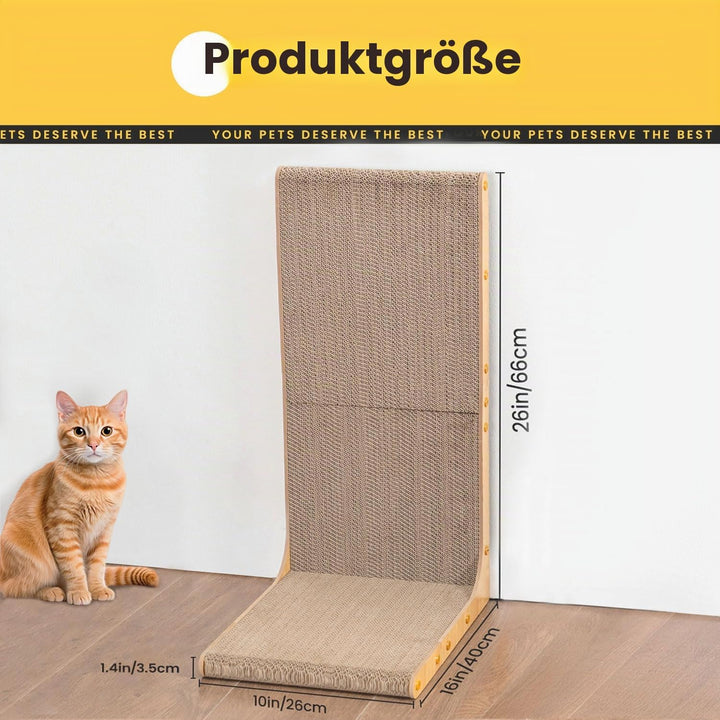 Conlun Kratzpappe für Katzen, 66 cm L-förmige Kratzunterlage wandmontiert, senkrechter Kratzbaum aus