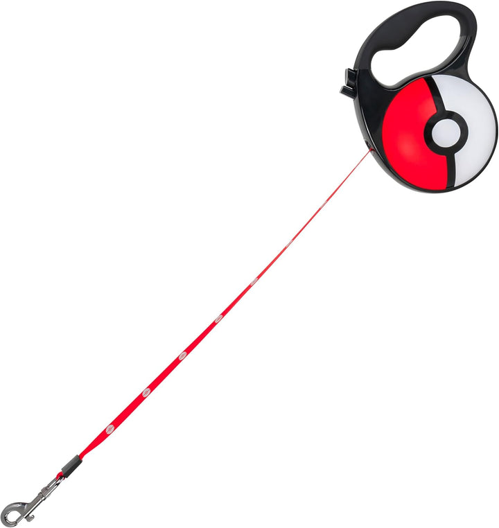 Pokémon Pokéball einziehbare Hundeleine - 5 m einziehbare Leine mit reflektierendem Muster, Feststel