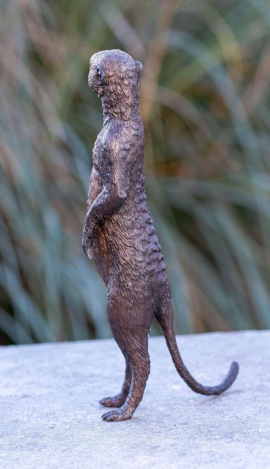 IDYL Bronze-Skulptur Erdmännchen |29x9x14 cm |Tier-Figur handgefertigt | Gartenskulptur - Wohnbereic