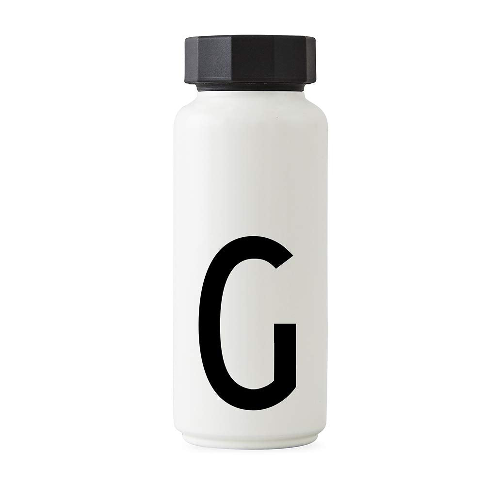 Design Letters Persönliche Edelstahl Trinkflasche Weiss (G) |500 ml| Kohlensäure geeignet BPA-Frei T