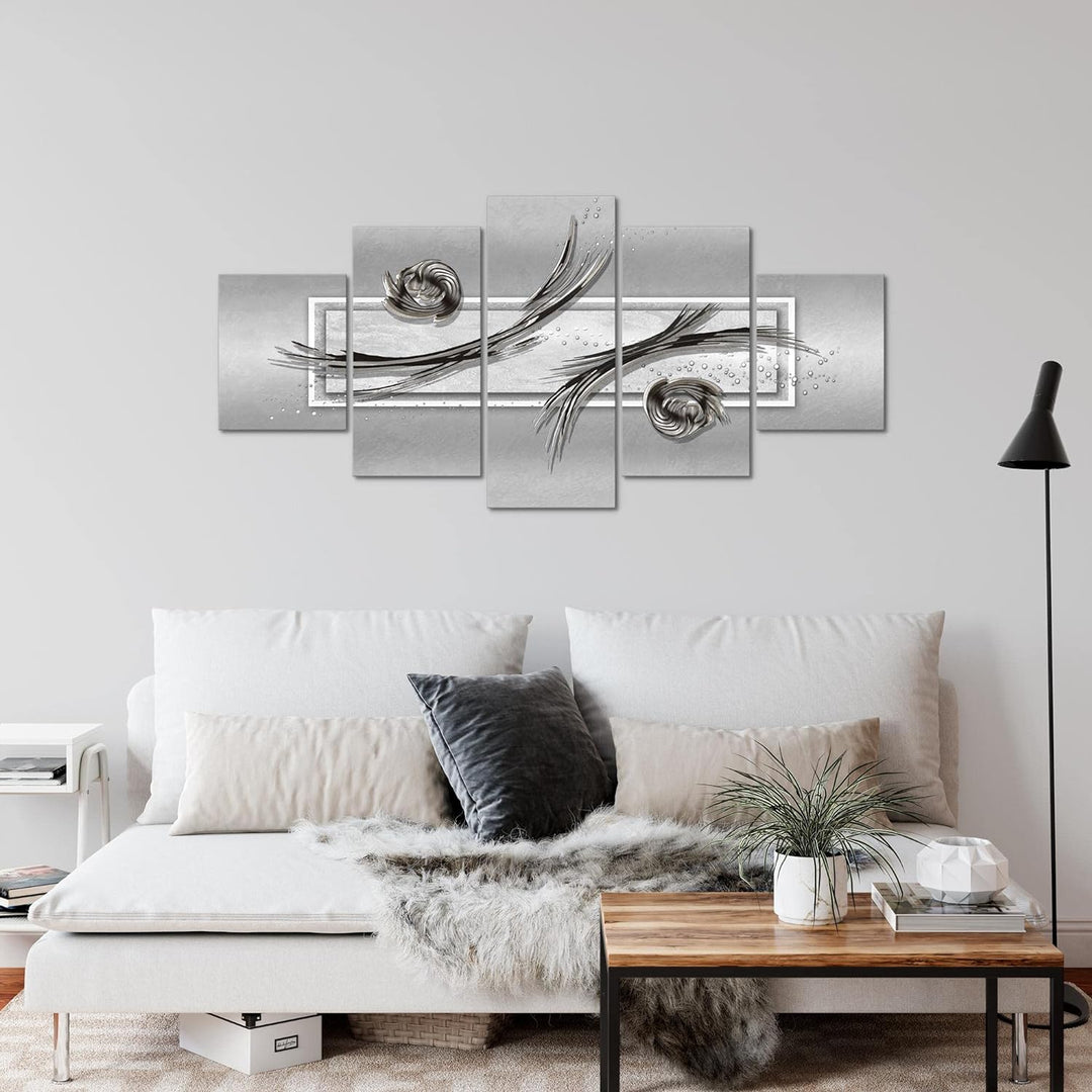 Runa Art Wandbilder Abstrakt 5 Teilig Bild auf Vlies Leinwand Deko Wohnzimmer Schlafzimmer Schwarz W