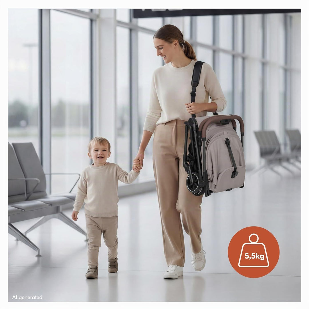 hauck Lite N Care - Ultraleichter Carbon City- &amp; Reisebuggy, Klein Faltbar (IATA-konform) mit Trageg