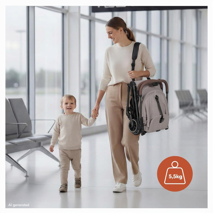 hauck Lite N Care - Ultraleichter Carbon City- &amp; Reisebuggy, Klein Faltbar (IATA-konform) mit Trageg