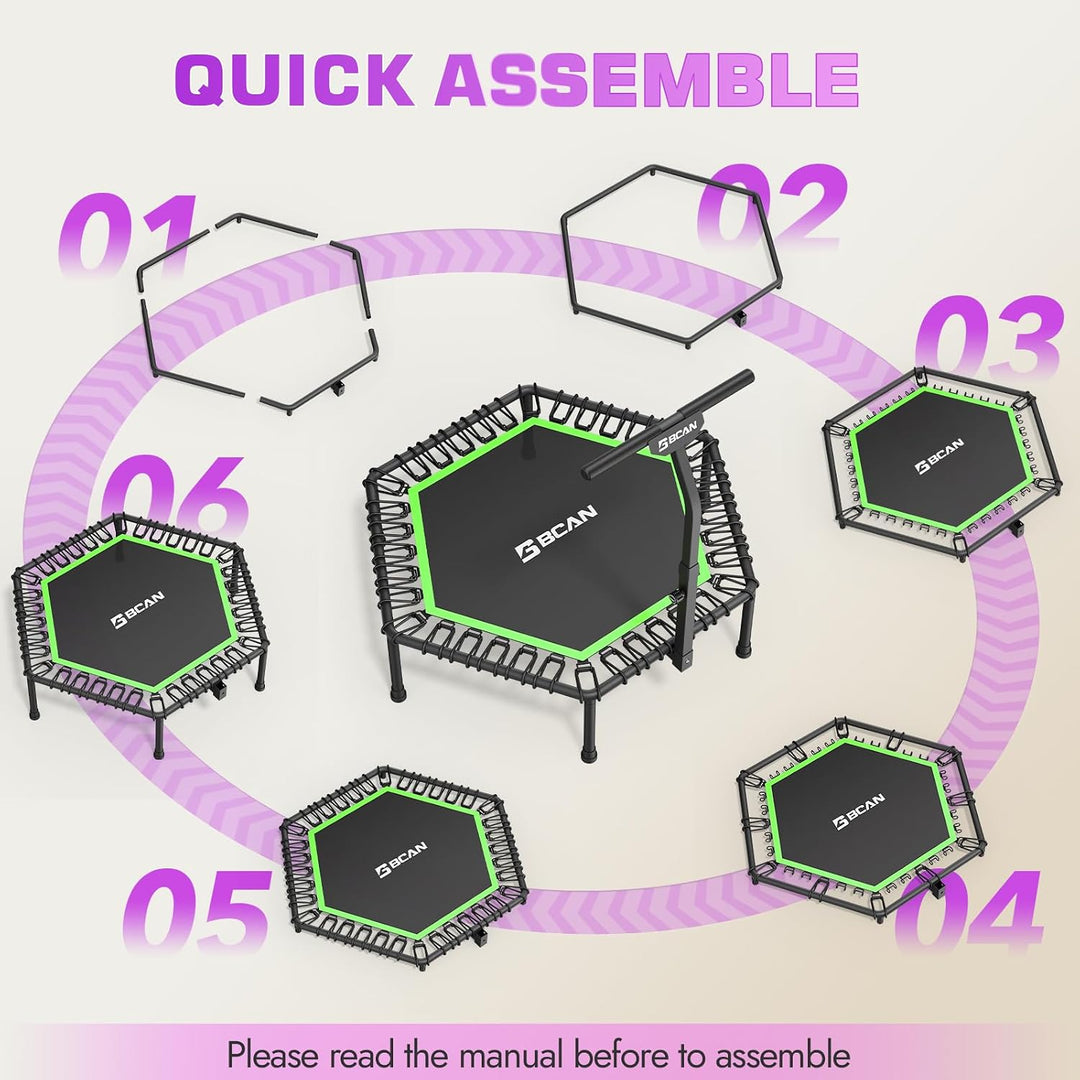 BCAN Fitness Trampolin Indoor Ø 122/133 cm, Trampolin Erwachsene bis 250 kg, Bodentrampolin mit vers