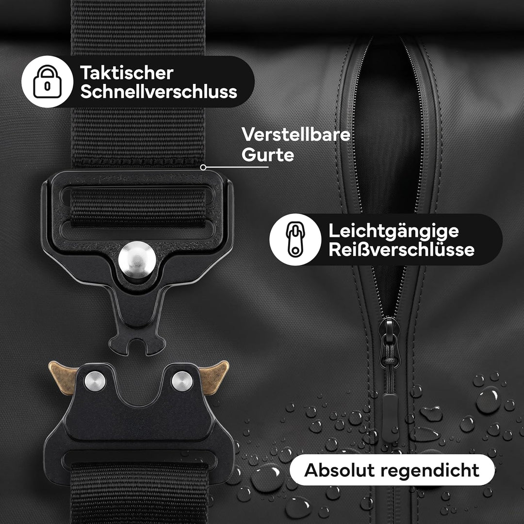 NEOLYMP Rucksack Herren &amp; Damen - wasserdichter Rolltop Backpack mit grossem Laptopfach, Wet Case &amp;