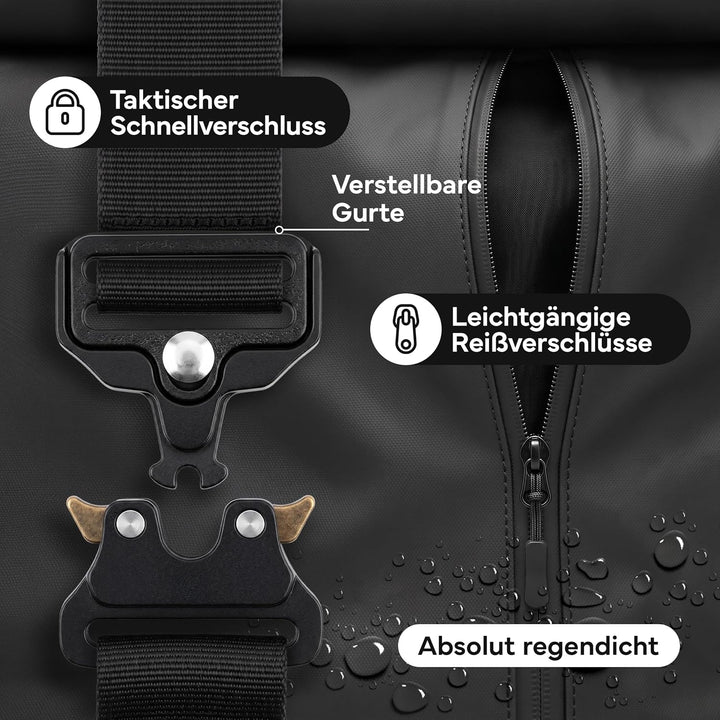 NEOLYMP Rucksack Herren &amp; Damen - wasserdichter Rolltop Backpack mit grossem Laptopfach, Wet Case &amp;