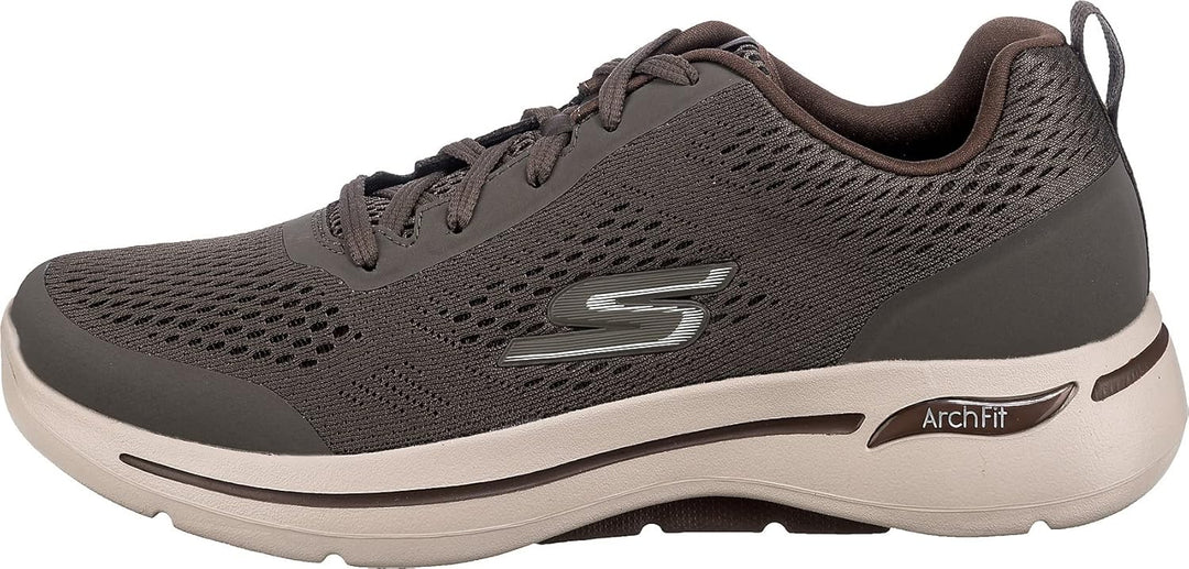 Skechers Herren Go Walk Arch Fit Idyllic Sneaker 46 EU Taupe Textile Synthetic Trim, 46 EU Taupe Tex