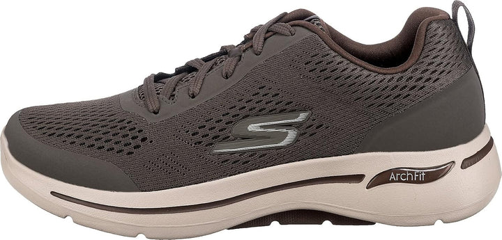 Skechers Herren Go Walk Arch Fit Idyllic Sneaker 39.5 EU Taupe Textile Synthetic Trim, 39.5 EU Taupe