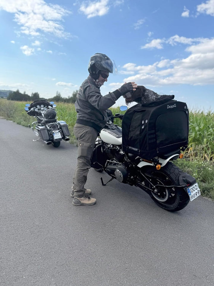 DEEMEED PETBAG Motorrad Tasche für Hunde und Katzen (2-36 kg), wasserdicht, tragbar, dreifach belüft