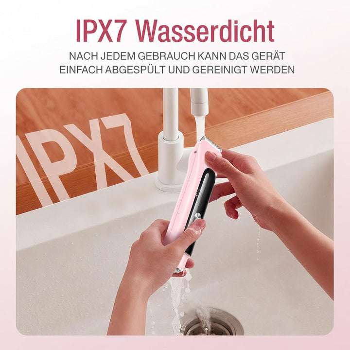 Rasierer Damen, 2-in-1 Intimrasierer für Frauen, Rasierer Damen Elektrisch mit LED Display, IPX7 Was