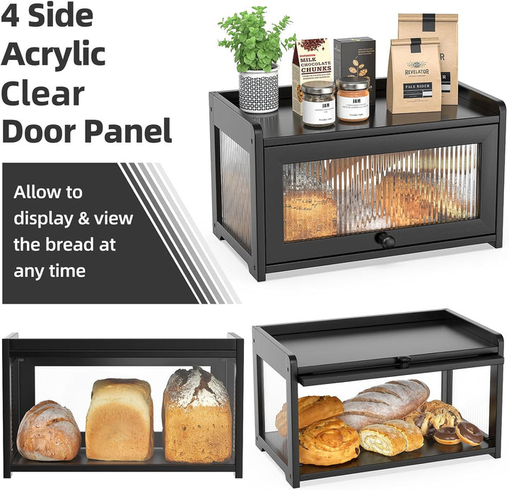 BAMBANG Bambus Brotkasten, Extragross Brotkästen Holz für Küchentheke, brotbox küche zur Brotaufbewa