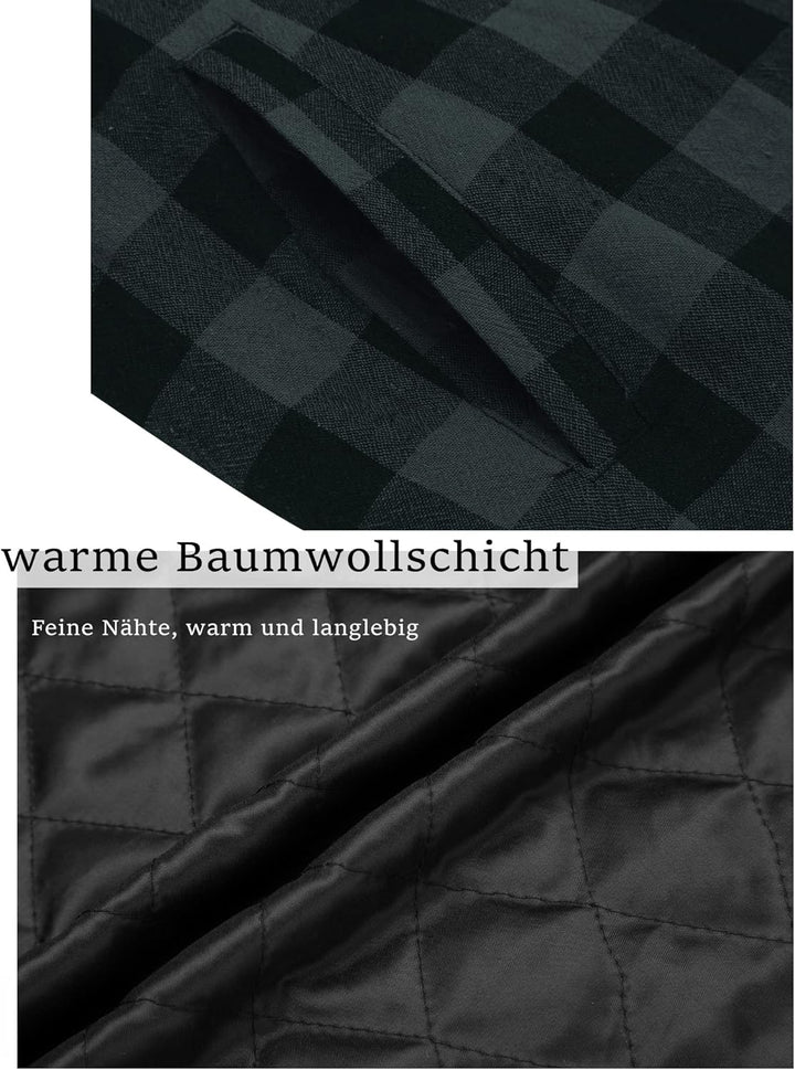 COOFANDY Herren Hemd Flanellhemd Kariert Gefüttert Holzfällerhemd Langarm Casual Button Down Winter