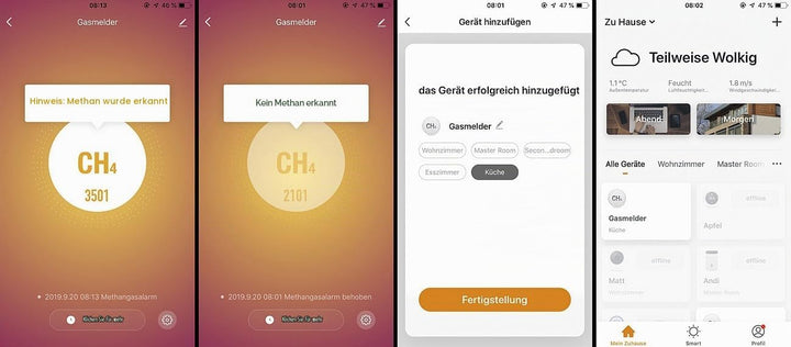 VisorTech Elesion Gasmelder: 2er-Set Smarter Multi-Gasmelder für haushaltsübliche Gase, WLAN, App (E