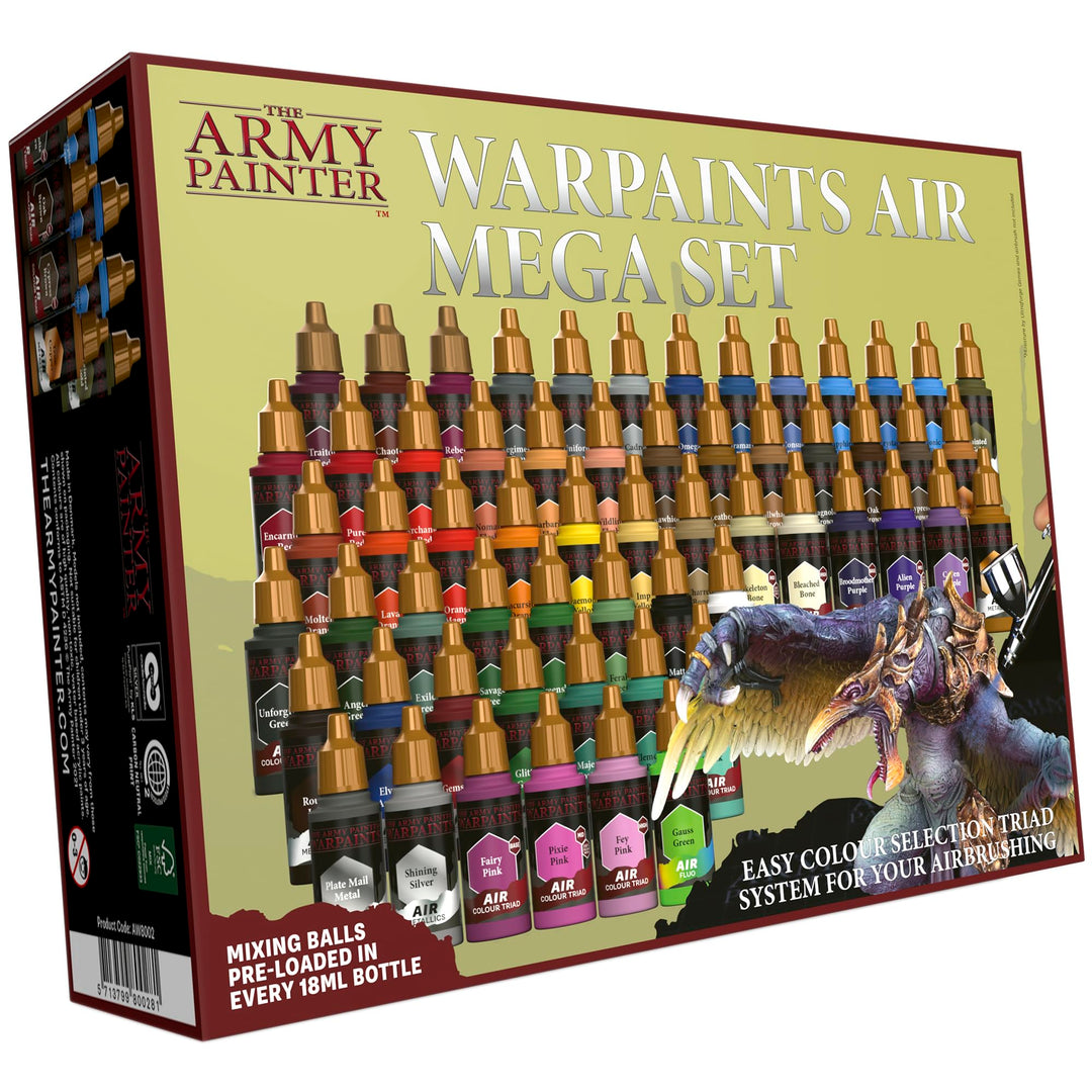 The Army Painter, Warpaints Air Mega Set, 60 x 18ml Vorgemischte Acrylfarben für Airbrush, Inklusive