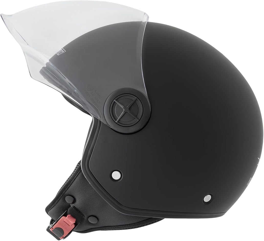 Motorradhelm Motorrad Roller Offenes Jet Scooter Helm Viser ECE 22 BACKLINE 61-62 cm (XL) Matt Schwa