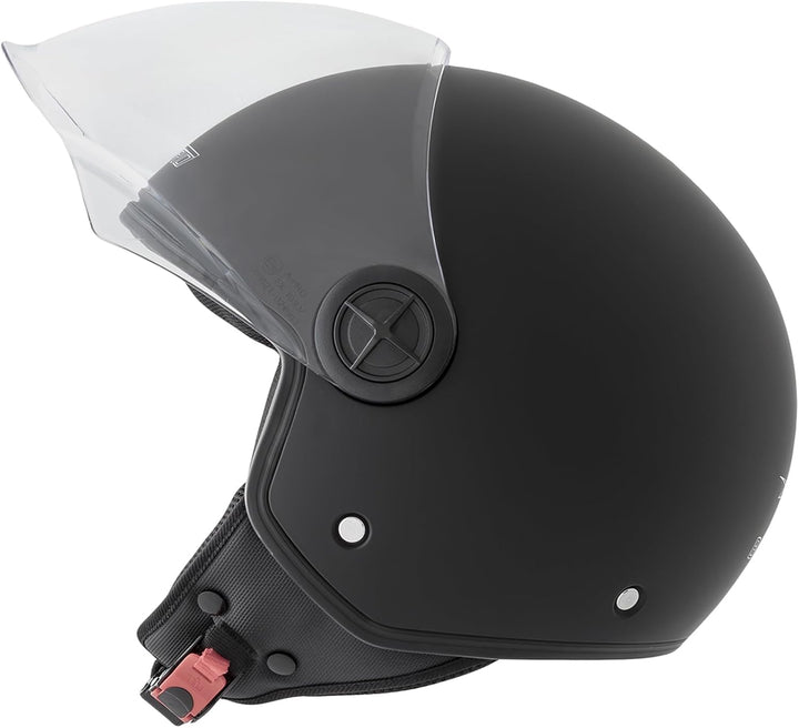 Motorradhelm Motorrad Roller Offenes Jet Scooter Helm Viser ECE 22 BACKLINE 61-62 cm (XL) Matt Schwa