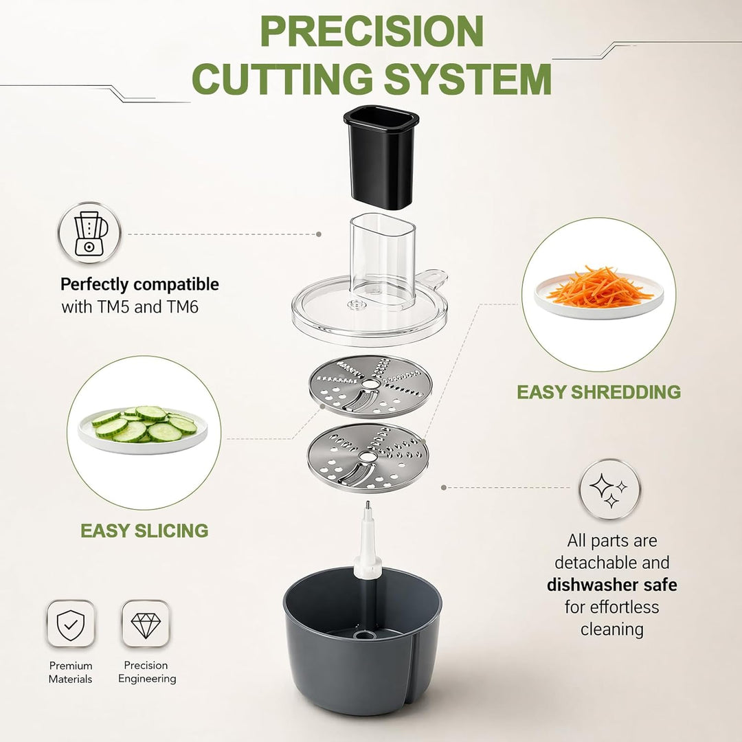 Gemüseschneider für Thermomix TM5 & TM6, Edelstahl Spiralschneider & Gemüsereibe, Vegetable Slicer A