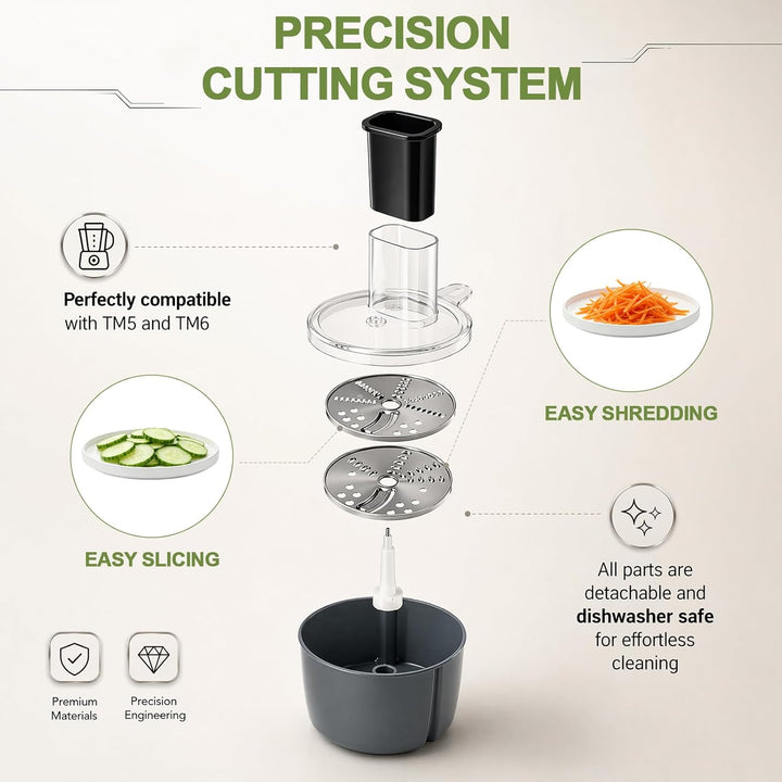 Gemüseschneider für Thermomix TM5 & TM6, Edelstahl Spiralschneider & Gemüsereibe, Vegetable Slicer A