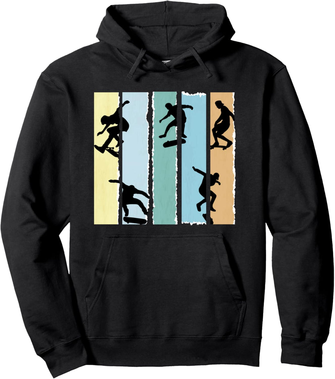 Vintage Skate Skater Tricks Ollie Kickflip Deck Geschenk Pullover Hoodie