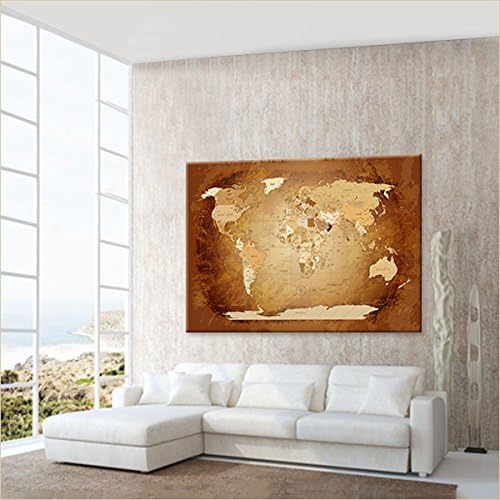 Worldmap Braun Colorful, 100 x 70 cm, einteilig, Premium ohne Kork, englisch Braun Colorful 100 x 70