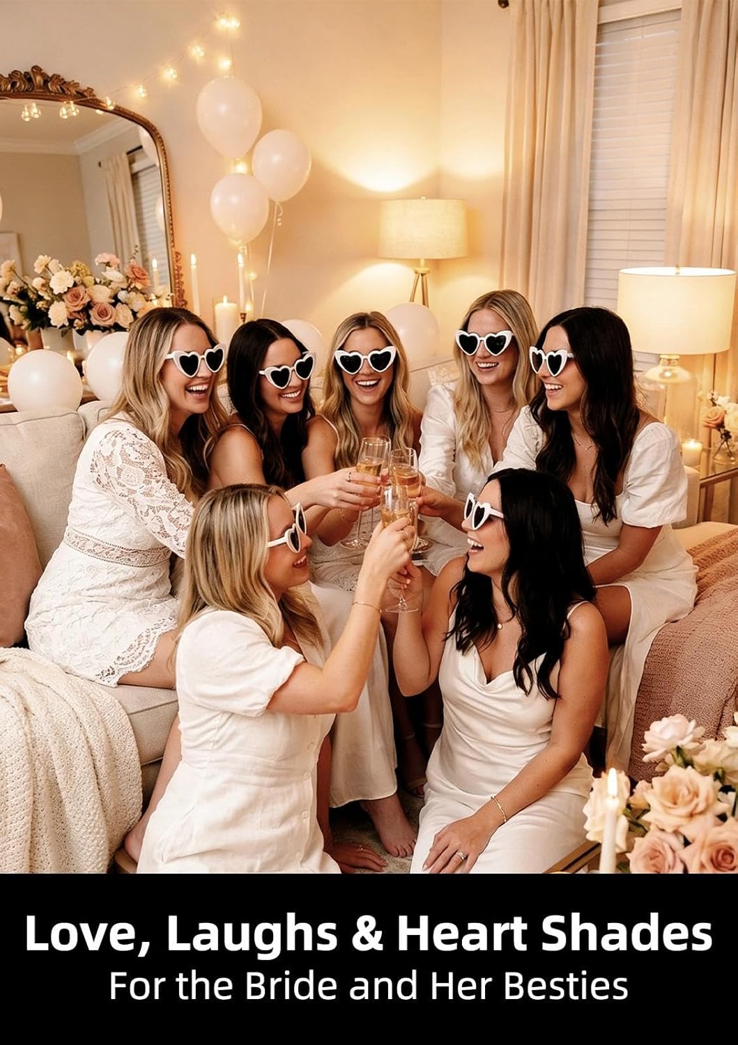 Weisse schwarze Herz-Partybrille in Herzform, Retro-Katzenaugen-Brille für Junggesellinnenabschied,