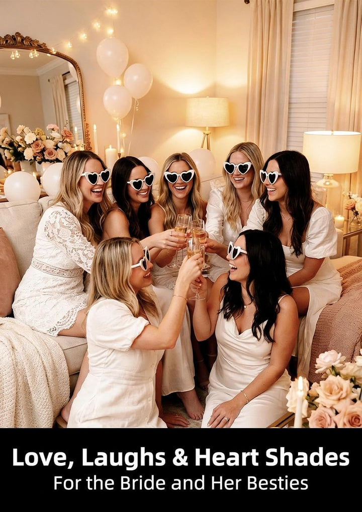 Weisse schwarze Herz-Partybrille in Herzform, Retro-Katzenaugen-Brille für Junggesellinnenabschied,