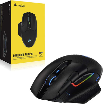 CORSAIR DARK CORE RGB PRO Wireless FPS/MOBA Gaming Maus - 18.000 DPI - 8 Programmierbare Tasten - Su