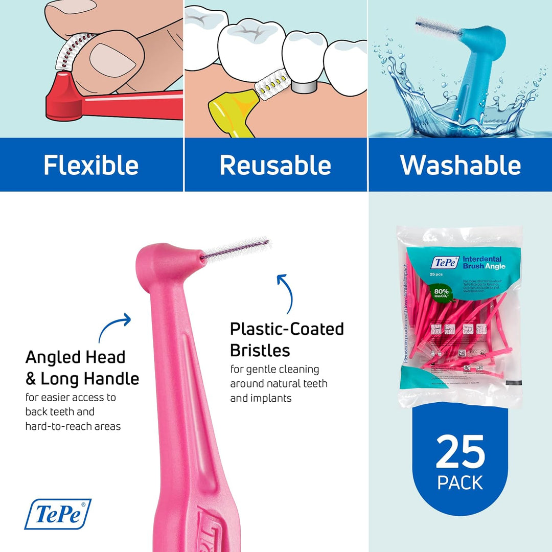 TEPE Interdentalbürsten Angle- 0,4 mm,Rosa, 25 stück Rosa 25 stück (1er Pack), Rosa 25 stück (1er Pa