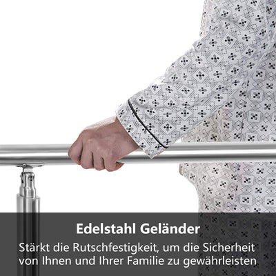 EINFEBEN Edelstahl Handlauf Geländer für Balkon Brüstung Treppen mit/ohne Querstreben (160cm, 2 Quer