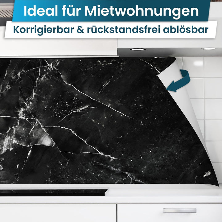 danario Küchenrückwand selbstklebend - Matt - Spritzschutz Küche - versteifte PET Folie - 0,4 mm - M