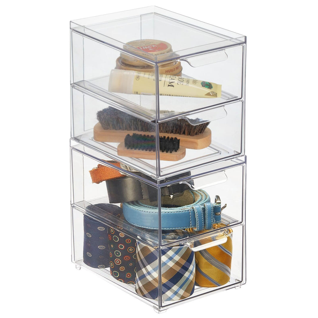 mDesign Aufbewahrungsbox mit Schublade – stabile Schubladenbox aus Kunststoff zur Schuhaufbewahrung