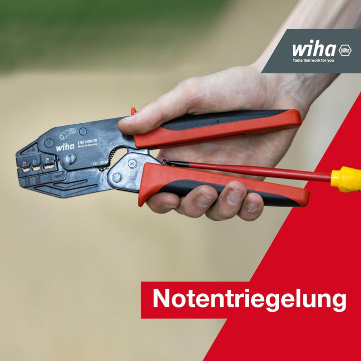 Wiha Crimpzange für isolierte Kabelschuhe und Kontakte I 0,5 - 6mm² I automatische Anpassung der Pre