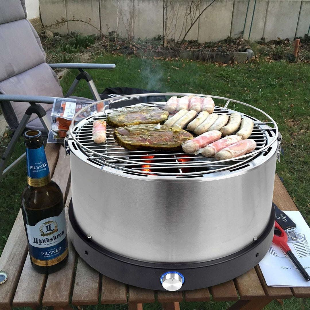 Syntrox Germany blitzschneller raucharmer Holzkohlegrill mit Tasche Tischgrill Barbecue BBQ Grill Ed