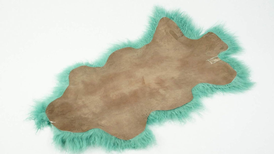 bokke Tibet, Natürliches Lammfell, Türkis, 90x50cm, Türkis