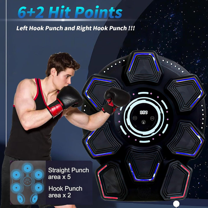 Music Boxing Machine für Erwachsene, Wandmontierte LED Licht Bluetooth Musikboxing Maschine Schwarz-